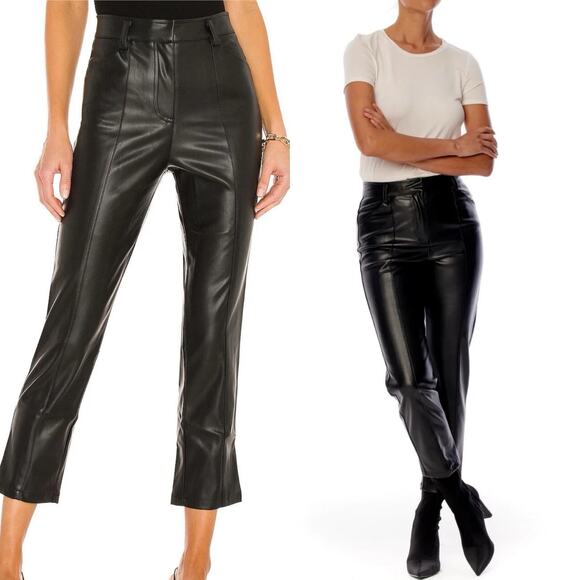 Revolve NWT LBLC THE LABEL Black Vegan Jen Faux Leather Trousers Pants Large - Picture 3 of 15
